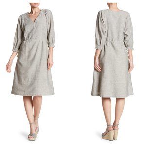 Mo:Vint Striped Linen Blend Dress Pockets Beach XS